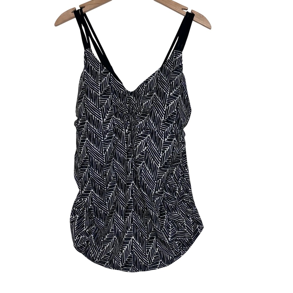 Ava & Viv Women's Plus Size 16W Black White Tankini Top Swimsuit